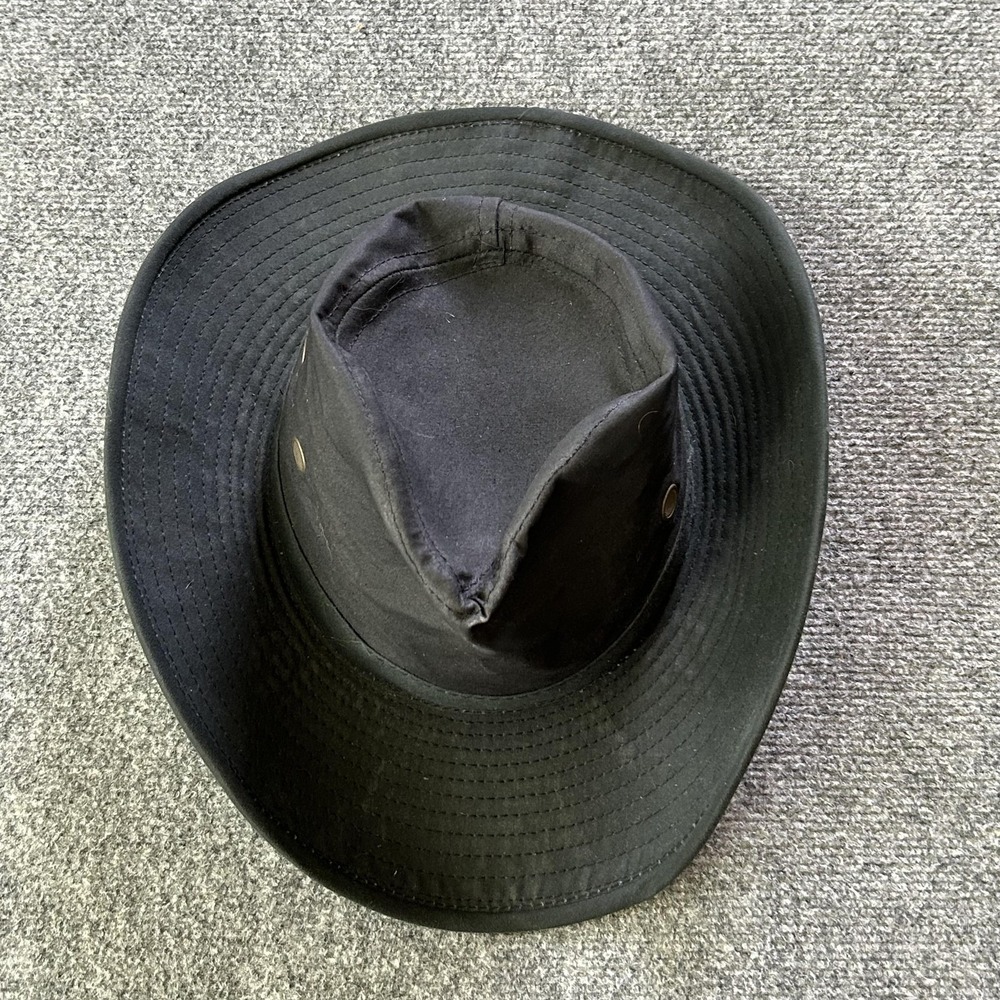 Boonie Hat‎ Mens Medium Black Wide Brim Adjustable Chin Strap Outdoor USA Made - Picture 5 of 11